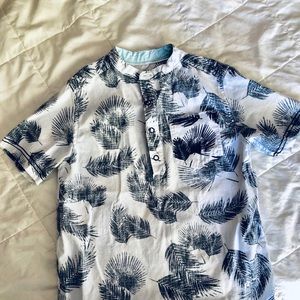 Boys light cotton print shirt raw hem 6 7